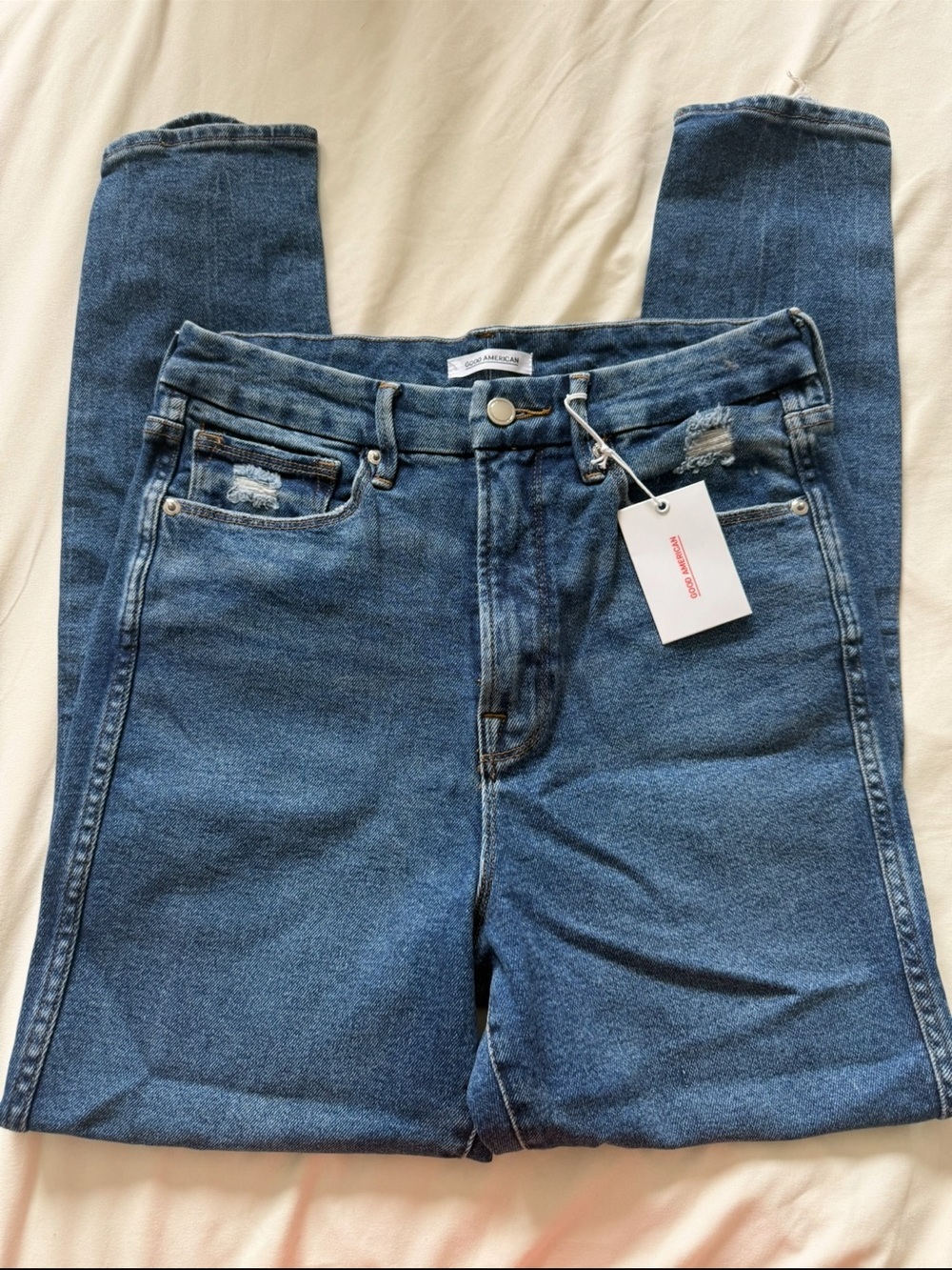 Good American High-Rise Indigo Straight Jeans - Picture 2 of 4
